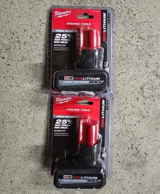 Milwaukee M12 5.0 High Output Batteries