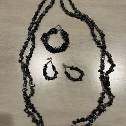 Black Stone Necklace Set 