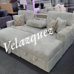 ✅️✅️2-Piece Convertible Sectional
Sleeper Sofa W/Fold-Down Table & Chaise Storage✅️