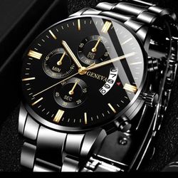 Fashion Men Black Stainless Steel Watch