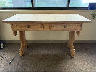 Solid Oak Wood Elegant Writing Desk or Console Table