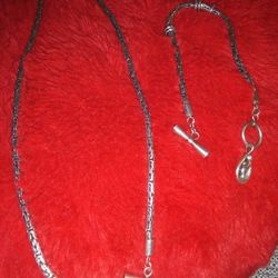 Woman Bracelet And Necklace. Sterling Silver. Nice Set .hand Made .  . 18 In Long Bracelet .7.5