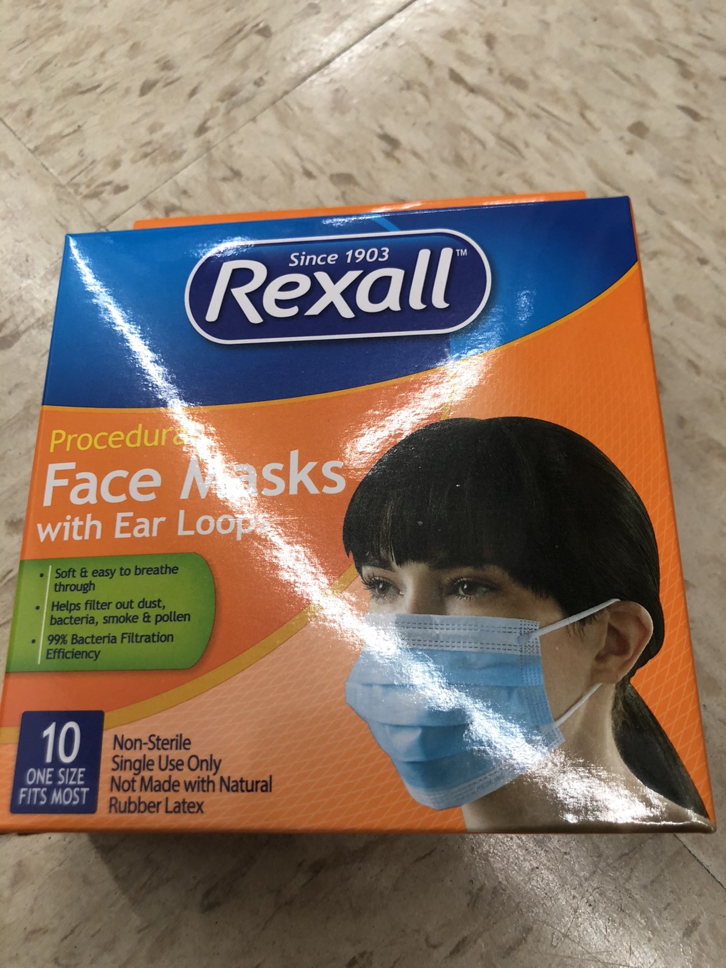 Rexall anti viral Ear Loops Face Mask 99% Effective Flu Bacteria Filtration 10