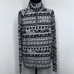 Pink Victorias Secret Pullover Quarter Zip Top Womens Size: M Aztec Black Cream