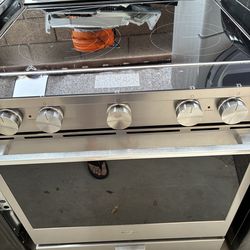 Slide in glass top stove stainless