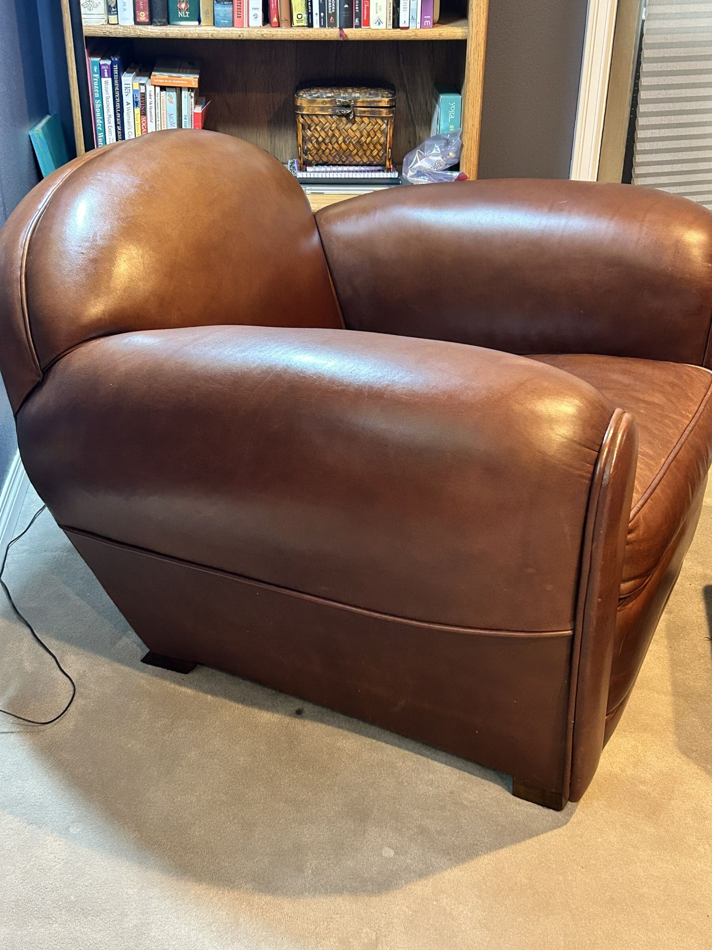 Vintage Leather Deco Club chair And Ottoman
