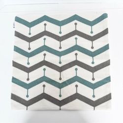 ONE 18" x 18" Throw Pillow COVER | Aqua Blue & Grey | Embroidered