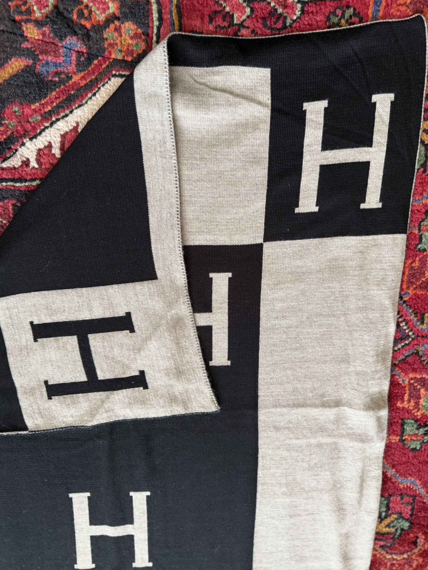 “H” Erma, Black And Tan Shawl Wrap