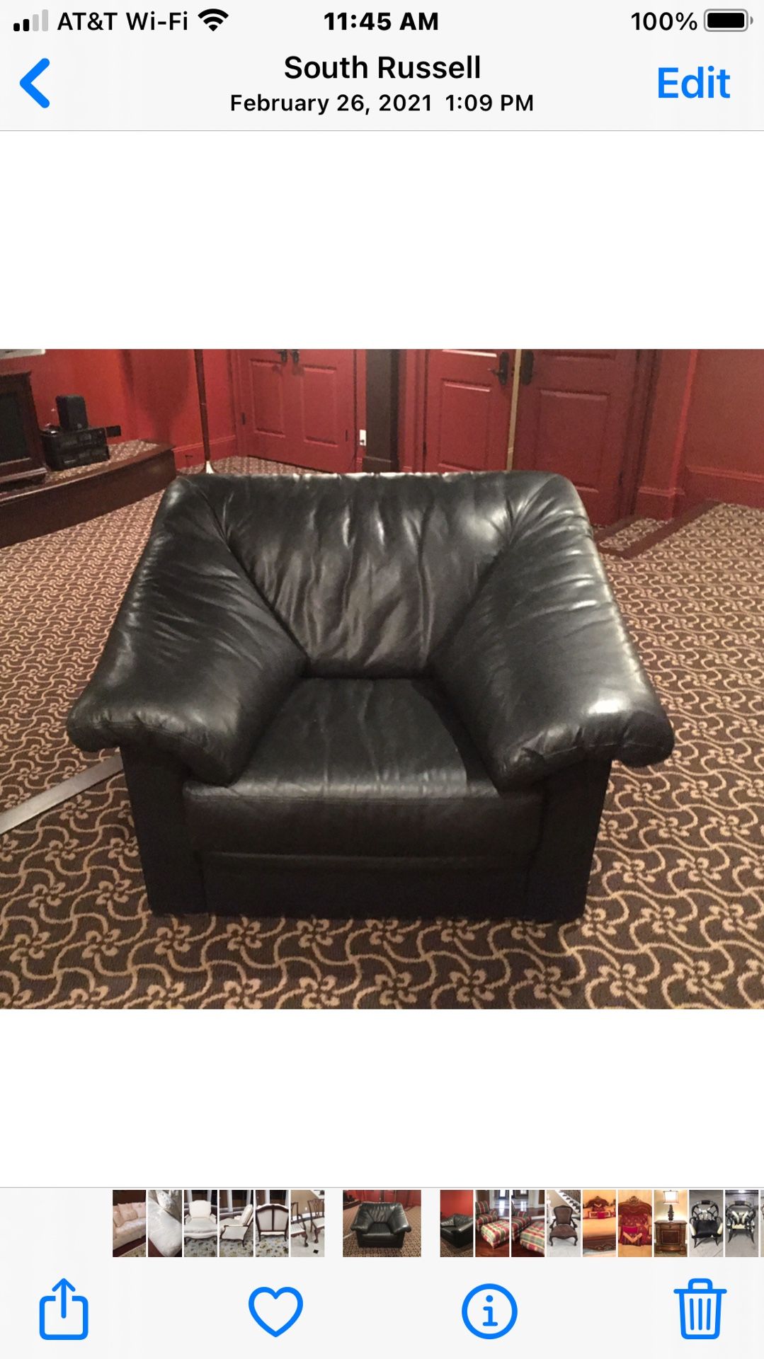Black Leather Chair & Ottoman