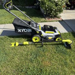 Ryobi 20” 40 Volt Lawnmower and String Trimmer