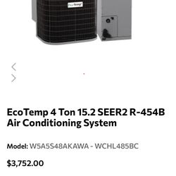 Home EcoTemp 4 Ton 15.2 SEER2 R-454B Air Conditioning System