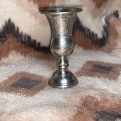 Vtg Sterling Silver Kiddush Cup w/ Etched Star of David Design