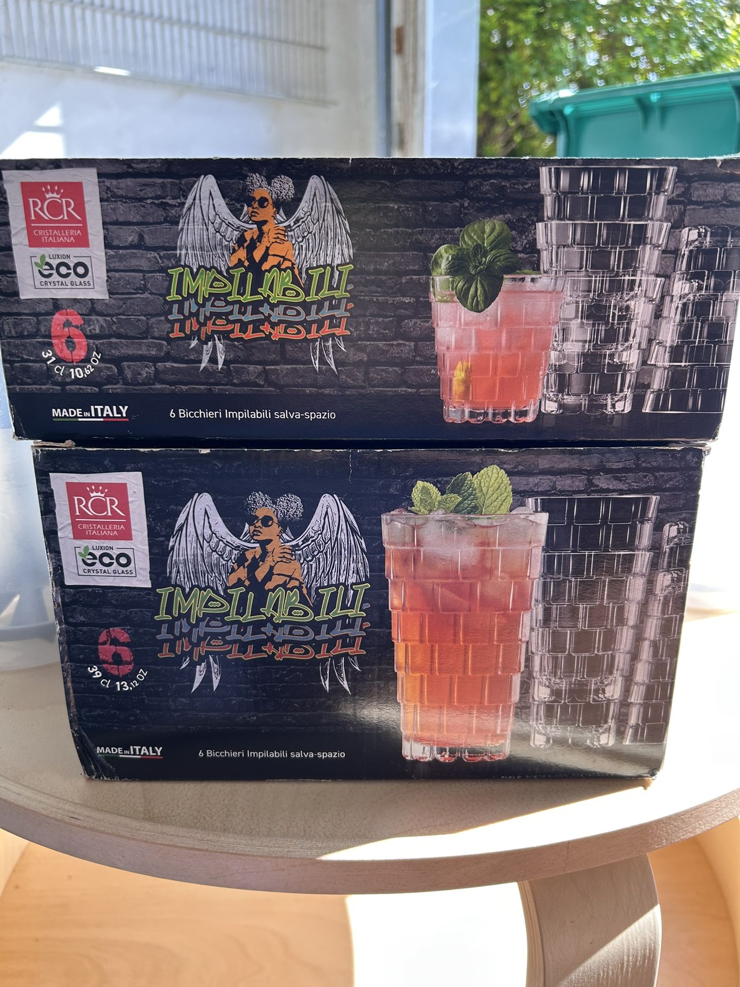 Selling two sets of RCR Italian crystal glasses. Brand new, never used. Elegant and high-quality Italian crystal — perfect for gifts, weddings, or e