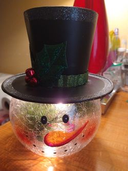 Crackle Glass Snowman Christmas Decor