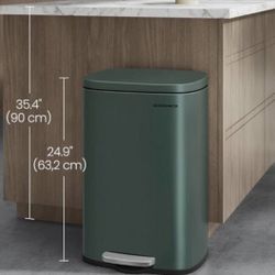 13 Gallon (50 L) Trash Can, Stainless Steel Kitchen Garbage Can, Recycling or Waste Bin, Soft Close, Step-On Pedal, Removable Inner Bucket