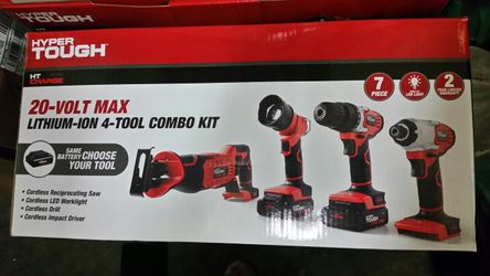 New HT 20V Li-ion 4-Tool Combo Kit-Drill/Impact/Saw/LEDlite+2battery