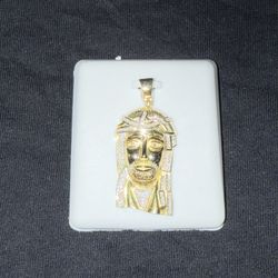 Gold Jesus Diamond Pendant