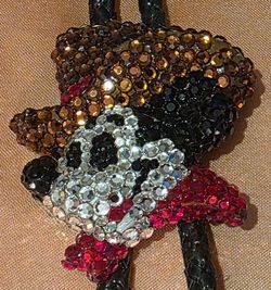 Vintage Metal Bolo Tie, Nice Mickey Mouse Design, Rare, Disneyland, Disneyworld, Mouseketeers, Lots of Shiny Sparkly Rhinestones, Nice Western Design,