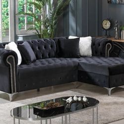 Yaz Sectional Mini Balck Velvet New Box 📦  Financing 💰