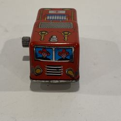 1970’s Vintage Toy Mini Tin Wind Up Fire Truck Working Condition 3” long
