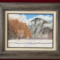 Vintage Oil Painting VIEW OF HALF DOME FROM YOSEMITE VALLEY by John Houston