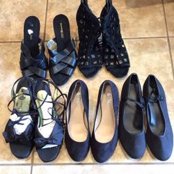 5 Pairs of Womens Shoes Size 8 Boots, Heels, Sandals