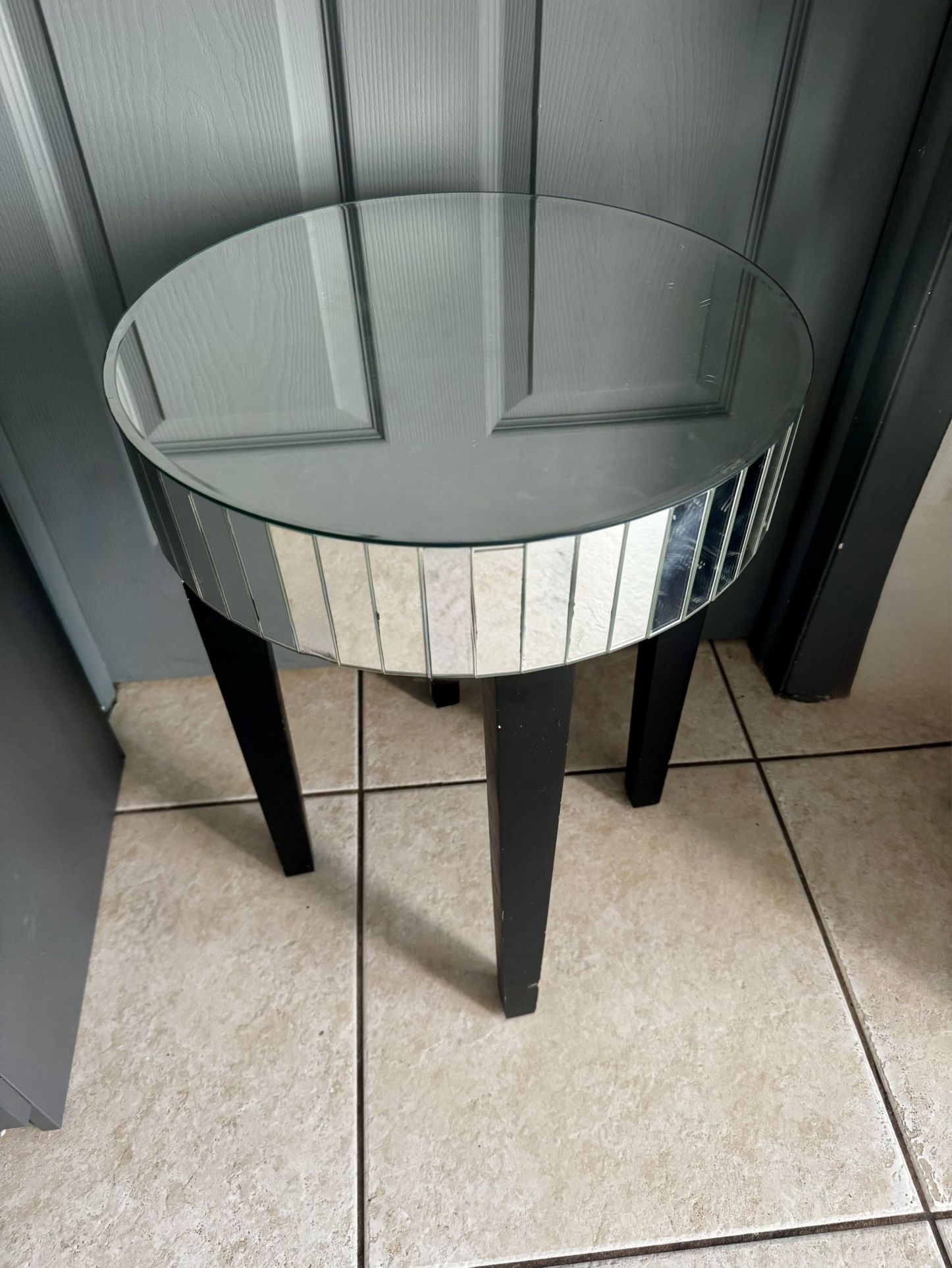 Mirrored Round Side Table Chocolate Good Condition and Price