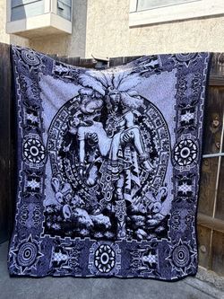 Aztec Warrior Woven Tapestry Blanket