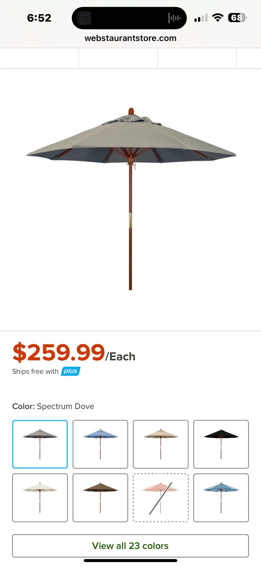 NEW! 9’ California Umbrella Color:Dove (light gray)
