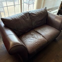 “Italsofa” Brown leather 2 Seat Sofa (loveseat)