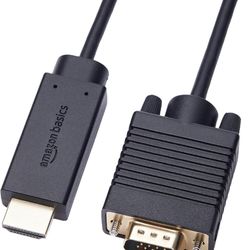 Amazon Basics HDMI to VGA Cable, 1080P, Gold-Plated, 6 feet, Black