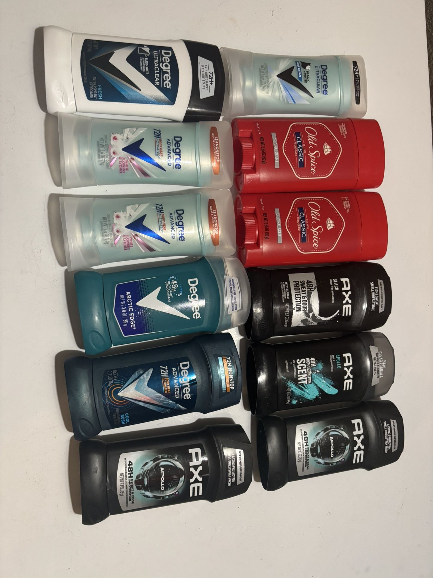 Old Spice, Axe, and Degree Deodorants