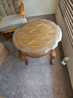 Round end tables with glass tops