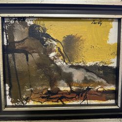 Lou Zansky Original Oil Painting — Mid-Century Abstract Expressionist — Signed 1968
