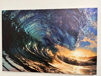 Hardy Gallery Ocean Wave Canvas Wall Art Coastal Decor 36x24 Inch