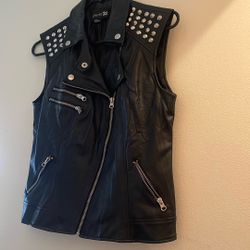 Forever 21 Studded Vegan Leather Rocker Vest