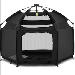 Dream On Me Pop Up Children Playpen Easy Set-Up- Indoor Play House and Outdoor Play Tent with Canopy Cover in Noir