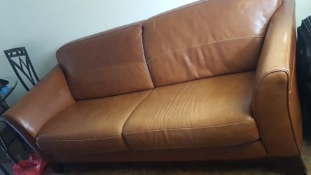 Brown leather 2 seater sofa