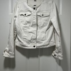 WHBM white jean jacket, size XL