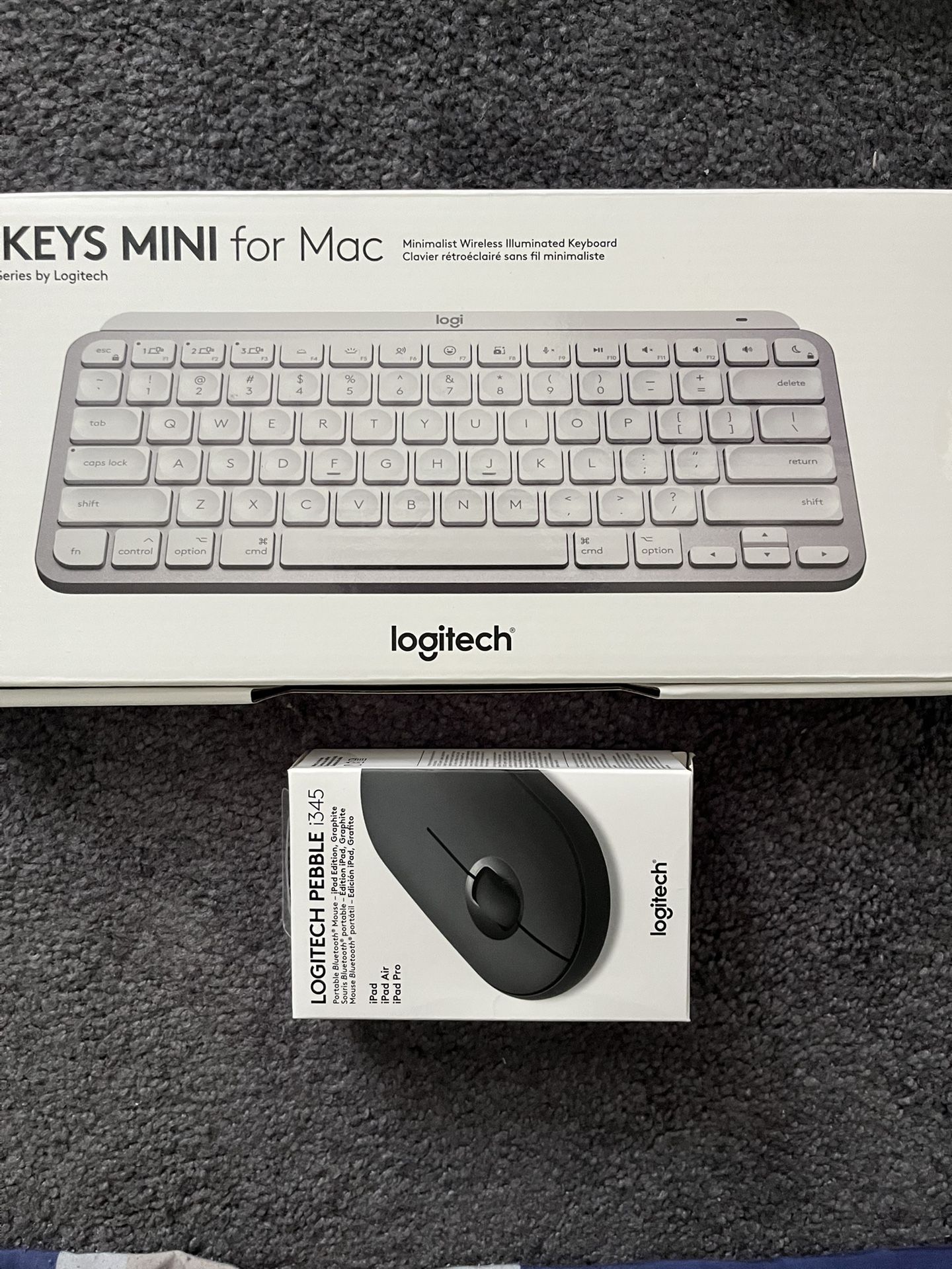 Logitech MX Keys Mini for Mac + Pebble i345 Bluetooth Mouse – Great Condition
