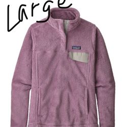 Women’s Like New Patagonia Retool Slim Fit Princess Seams Re-Tool Snap-T Fleece Pullover Verbena Purple Pink Large Sweater Jacket