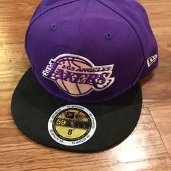 New Era Hat NBA LA Lakers Purple/Black 59FIFTY Fitted Mens Cap Size 8