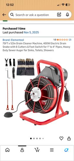 Electric Drain Cleaner (Auger) Machine