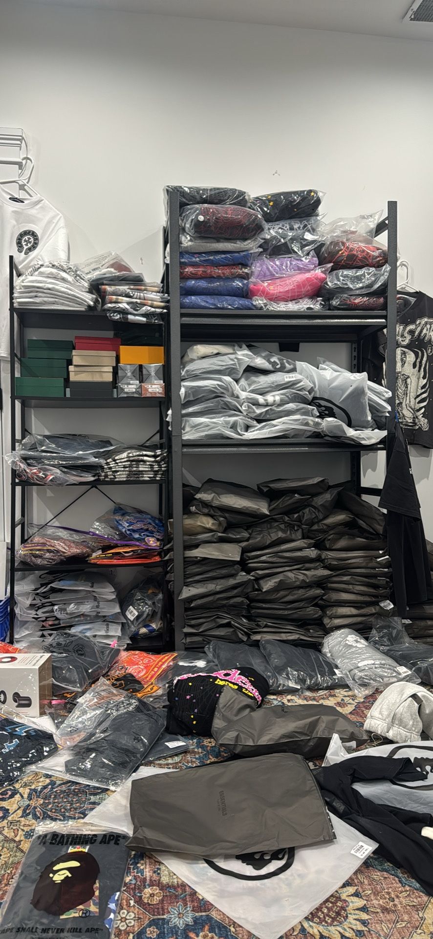 Spider,Denim,chrome Hearts,ee Shorts Essentials, He’ll Star Bape And More