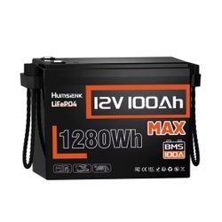 Humsienk LiFePO4 Lithium Battery 12V 100AH BMS 100A 1280Wh For RV/ Vans/ Trolling Motor/Off-