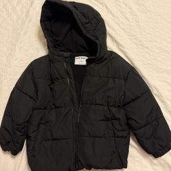Old Navy Kids Puffer Coat Black Size 4T Excellent Condition 