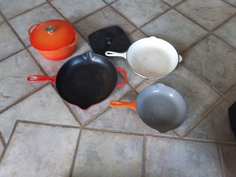 Used Le Crueset Pans Dutch Oven Bacon Press
