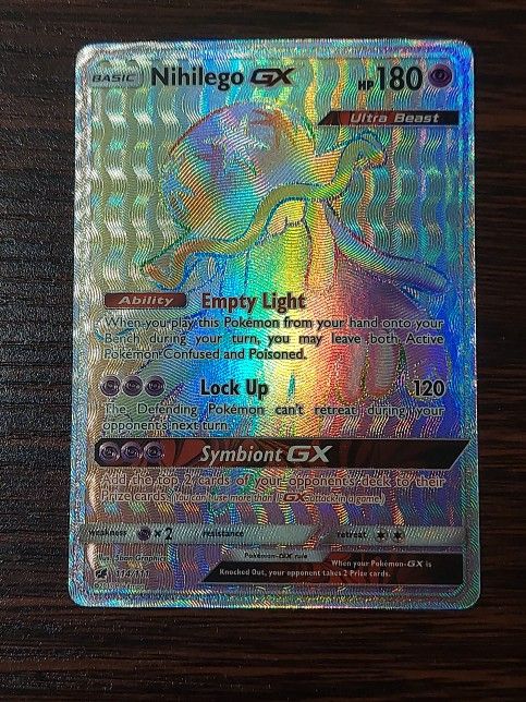 Pokemon Card Nihilego GX 114/111 SECRET RARE Full Art Rainbow Crimson Invasion