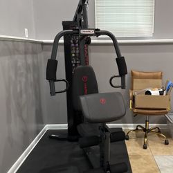 Marcy Workout Bench & Brown Leather Office Chair
