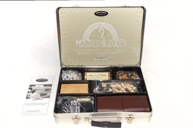 Front Porch Classics 7 N 1 Games To Go in Tin Carry Case Chess Cards Dominoes